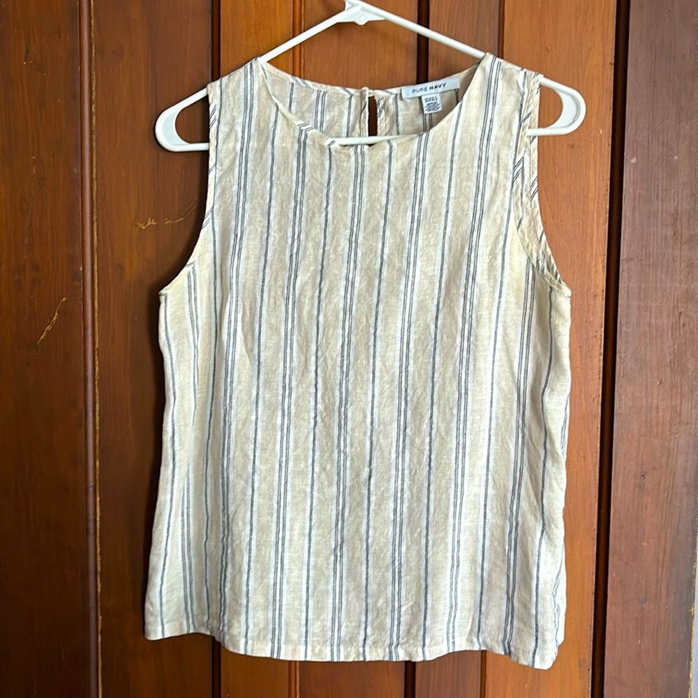 Pure Navy Linen Top